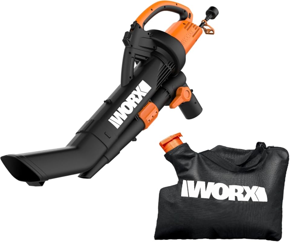 WORX Trivac Electric Leaf Blower, Vacuum, and Mulcher with 350 CFM for