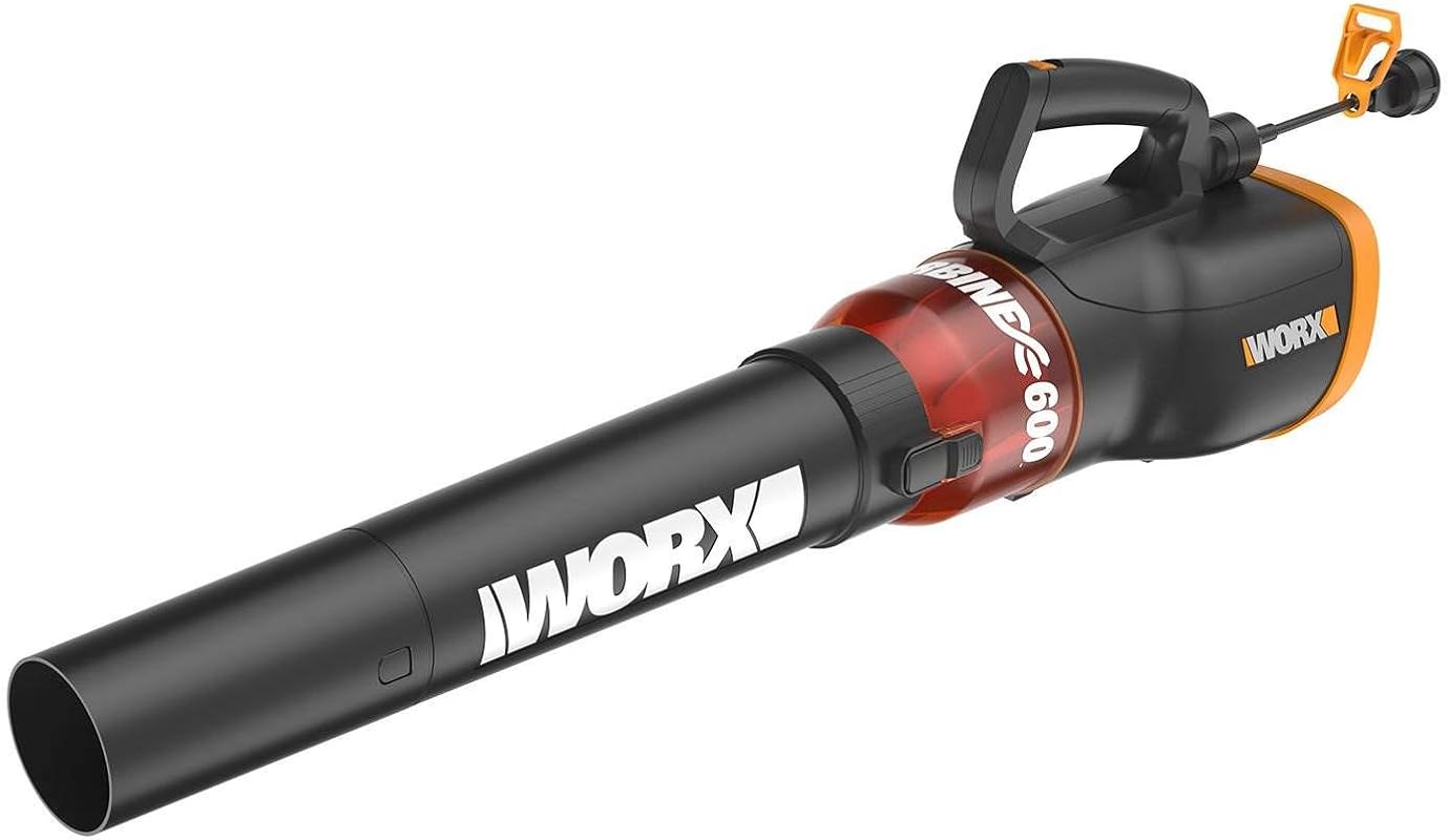 WORX 12 Amp Electric Turbine Leaf Blower with 600 CFM and 2 Speed Cont
