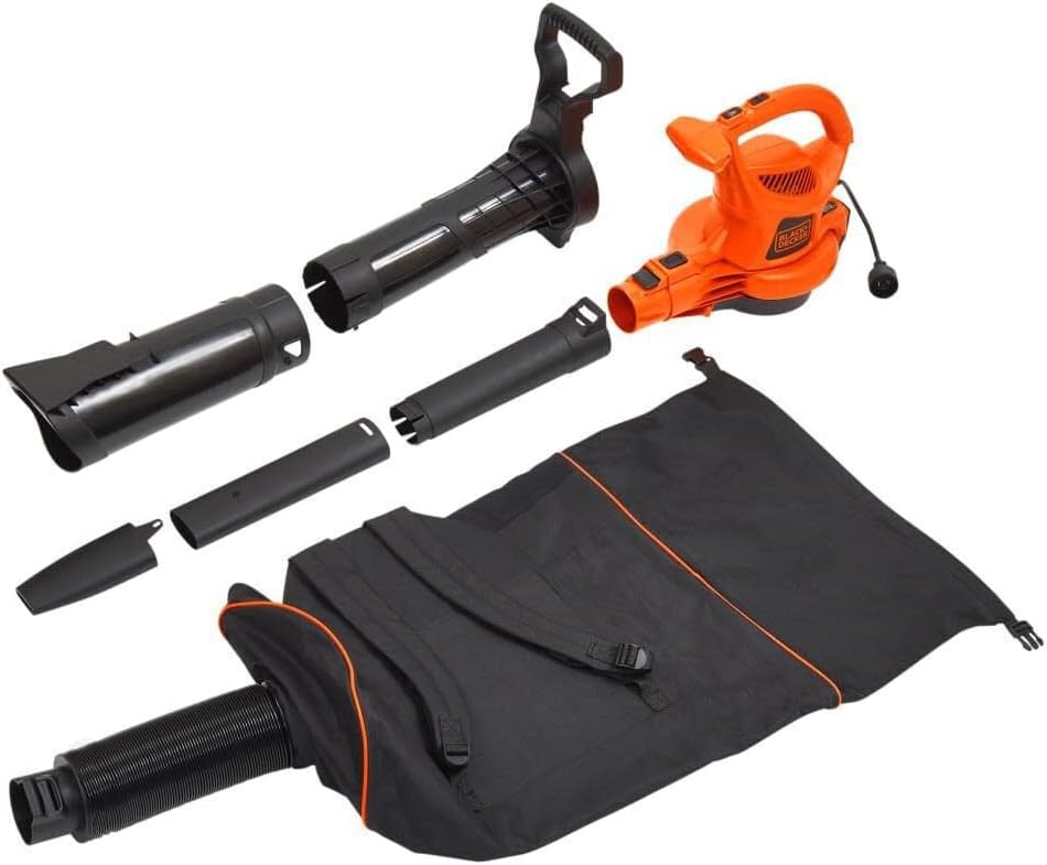 BLACK+DECKER 3-in-1 Corded Leaf Blower, Vacuum, and Mulcher with 250 m