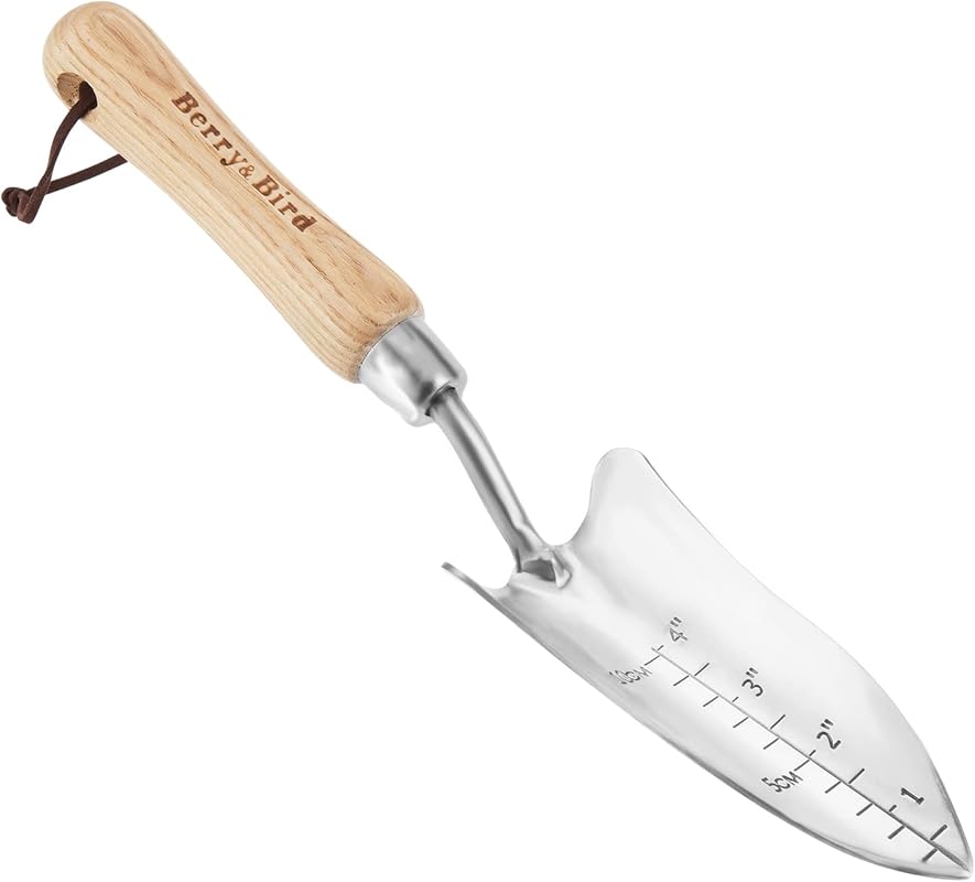 Berry&Bird Transplant Trowel: Stainless Steel Garden Hand Shovel for D