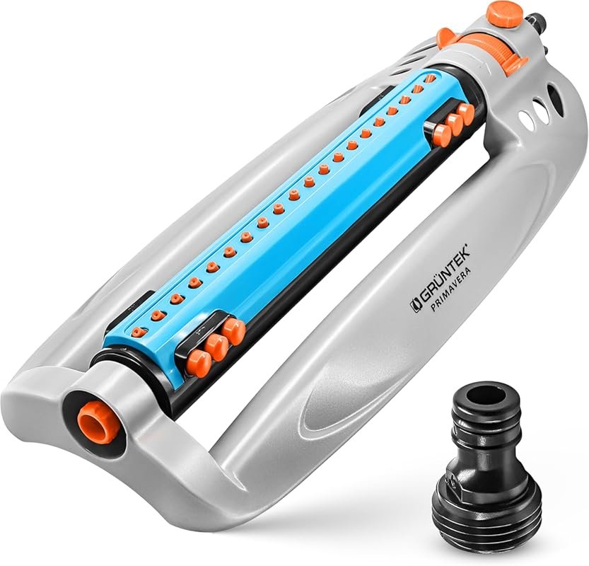 Grüntek Oscillating Lawn Sprinkler with 16 Nozzles, Covers Up to 3617