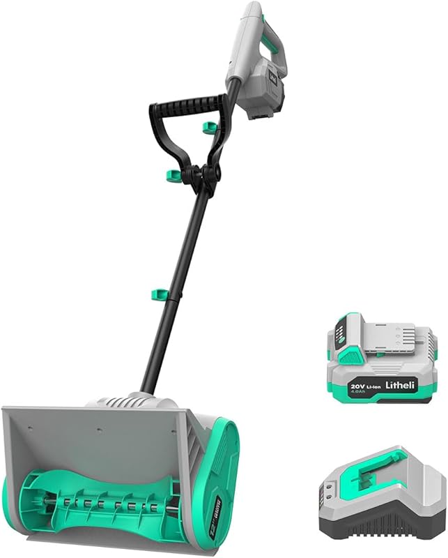 Litheli Cordless Snow Shovel, 20V 12-Inch Battery Powered Snow Thrower
