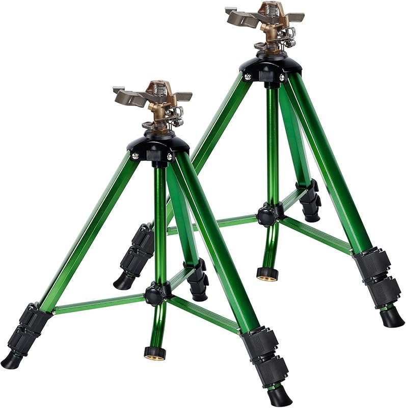 Biswing Impact Sprinkler on Tripod for Large Area Irrigation, Heavy Duty Metal Nozzle