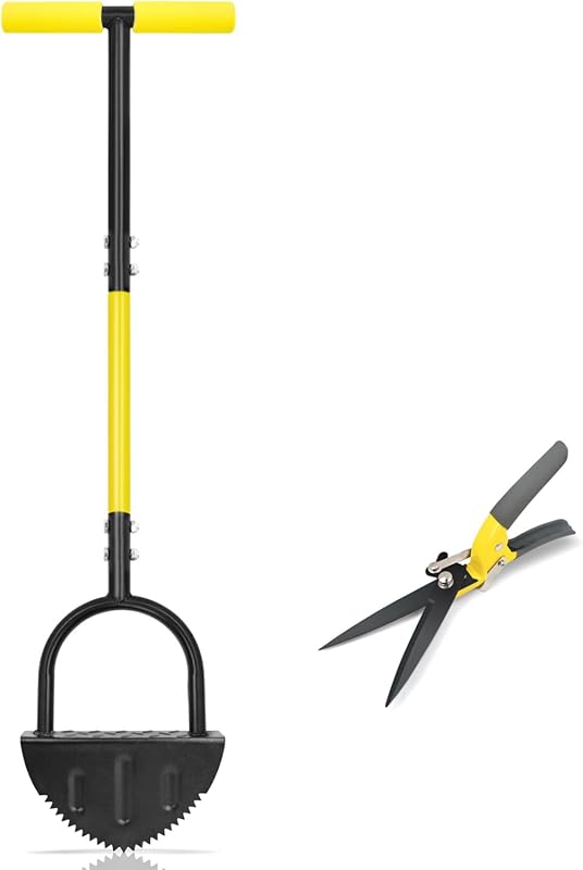 Manual Steel Edger with Half Moon Saw-Tooth Blade and Long Handle for