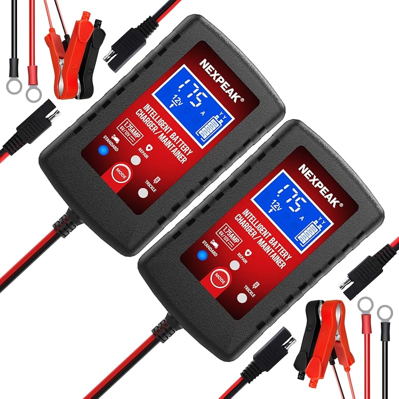 2-Pack Smart Automatic 6V 12V Battery Charger Maintainer for Cars, Mar