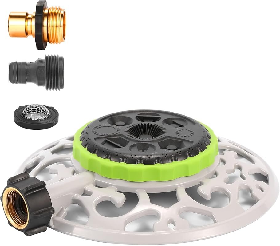 Turret Pattern Sprinkler with 8-Pattern Settings, Metal Base, Suitable
