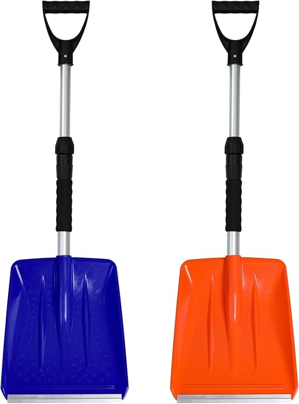 Kids Snow Shovel with D-Grip Handle and Aluminum Blade for Car Trunk a