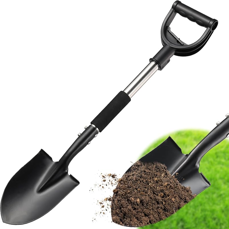 Small Garden Shovel for Backyard Digging, 31-inch Metal Spade with D-H