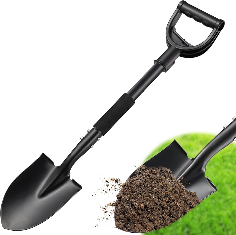 Small 31-inch Heavy Duty Garden Shovel with Sharp Round Point Blade an