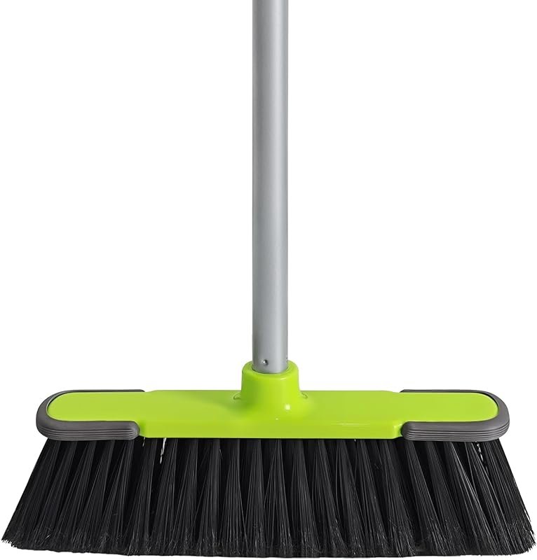 Long-handle indoor outdoor broom for patio, garage, and garden cleanin