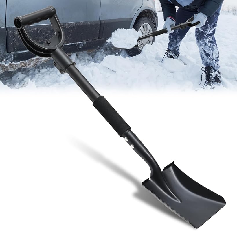 31-Inch Flat Square Metal Scoop Shovel with D-Handle Grip for Transfer
