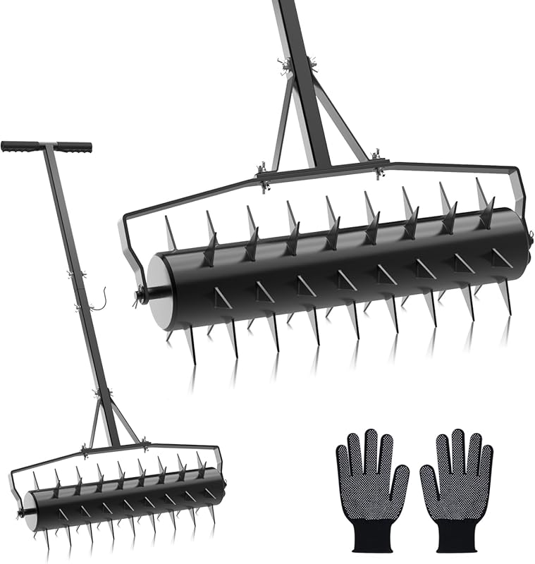Seeutek 23 Inch Rolling Lawn Aerator - Upgraded Heavy Duty Aerator Law