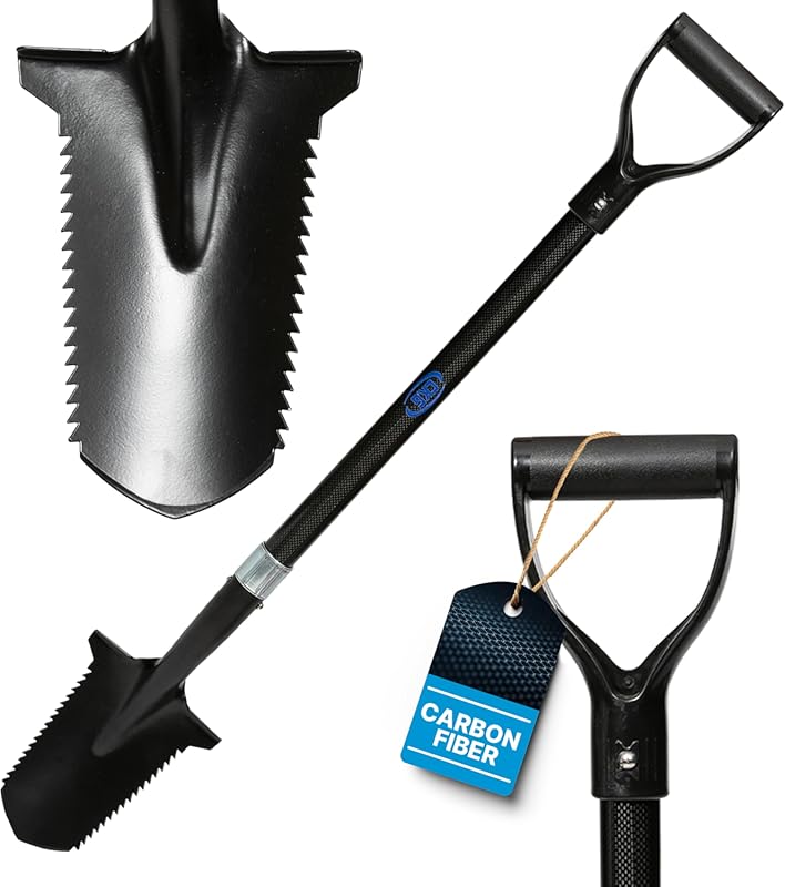 Lightweight Carbon Shovel with Double Serrated Blade, Ideal for Garden