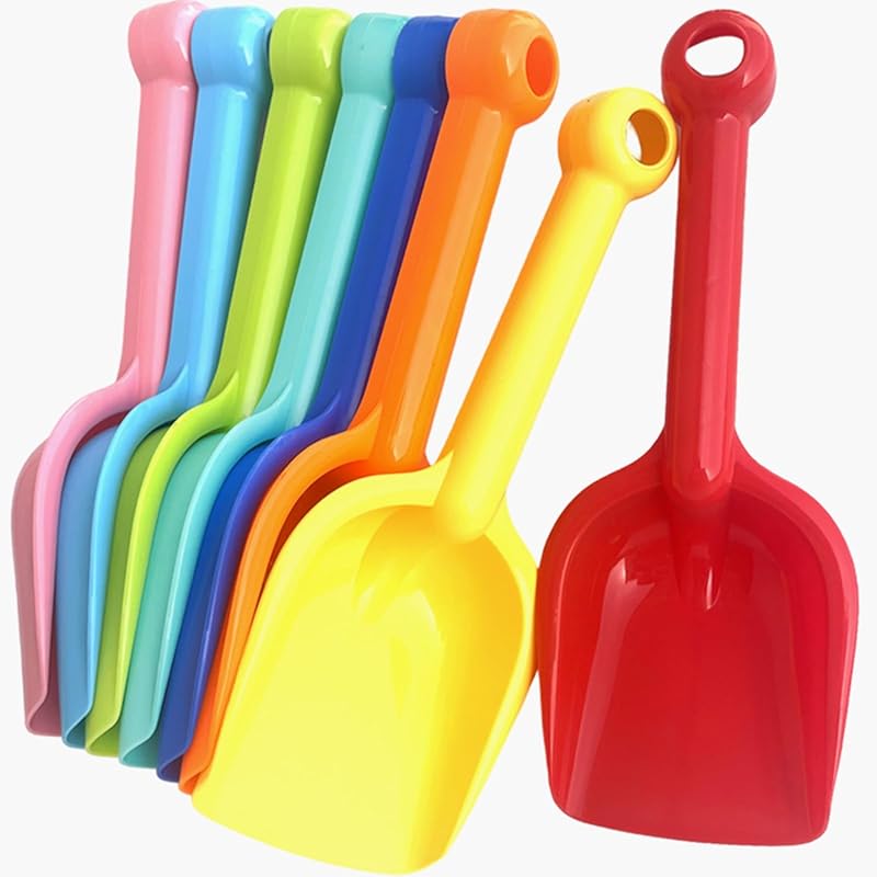 Heavy Duty Plastic Sand Shovels for Toddlers and Kids: 8 Pack Garden D