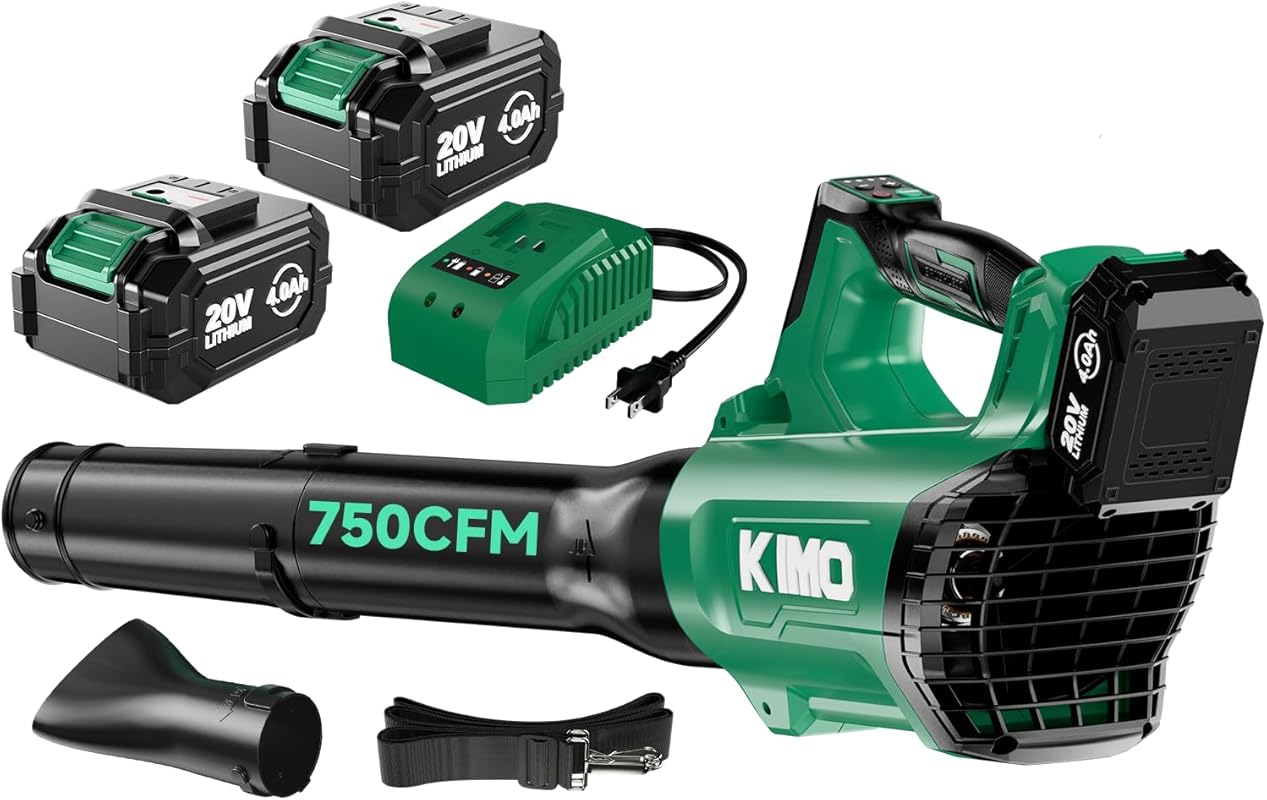 KIMO Cordless Leaf Blower: 750 CFM, 220 MPH with a powerful brushless