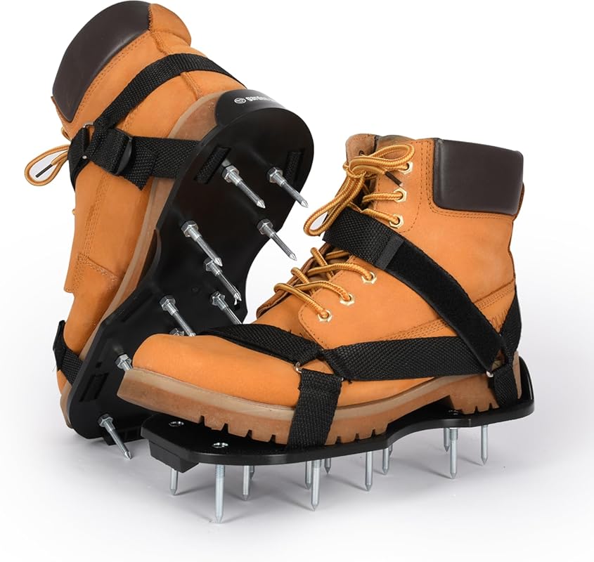 Unisex Lawn Aerator Shoes with 2-Inch Spikes and Adjustable Straps for