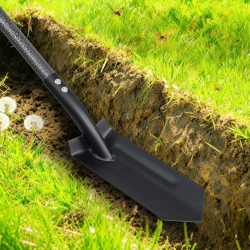 Trench Shovel for Digging, 4 inch V-Shape Narrow Trenching Spade, Heav