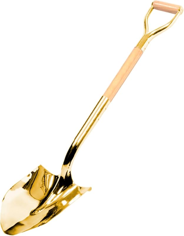 Professional Groundbreaking Shovel - Gold Ceremonial Shovel with Wood