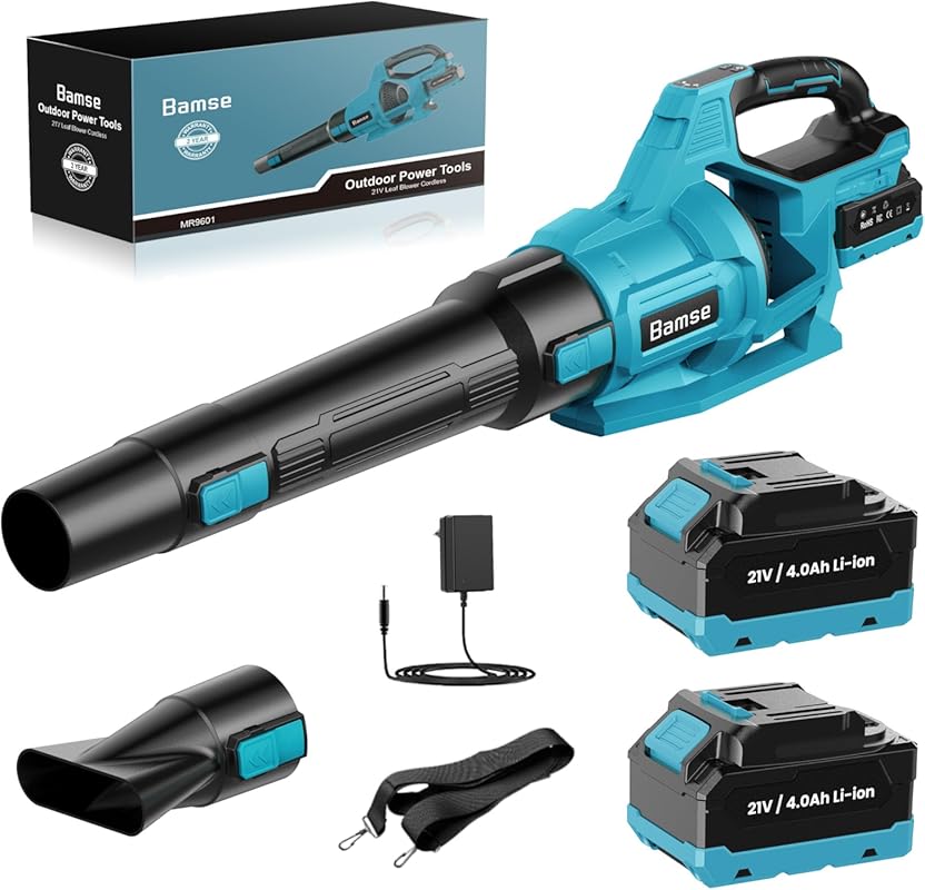 21V Cordless Leaf Blower with 2 Batteries, Ideal for Lawn Care and Sma