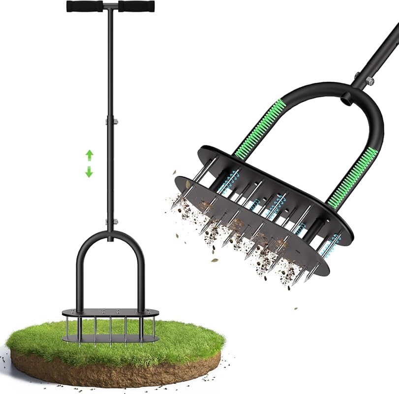 4 Expert-Approved Cheap Lawn Aerators Worth Buying lawn aerator with spikes penetrating grass and soil
