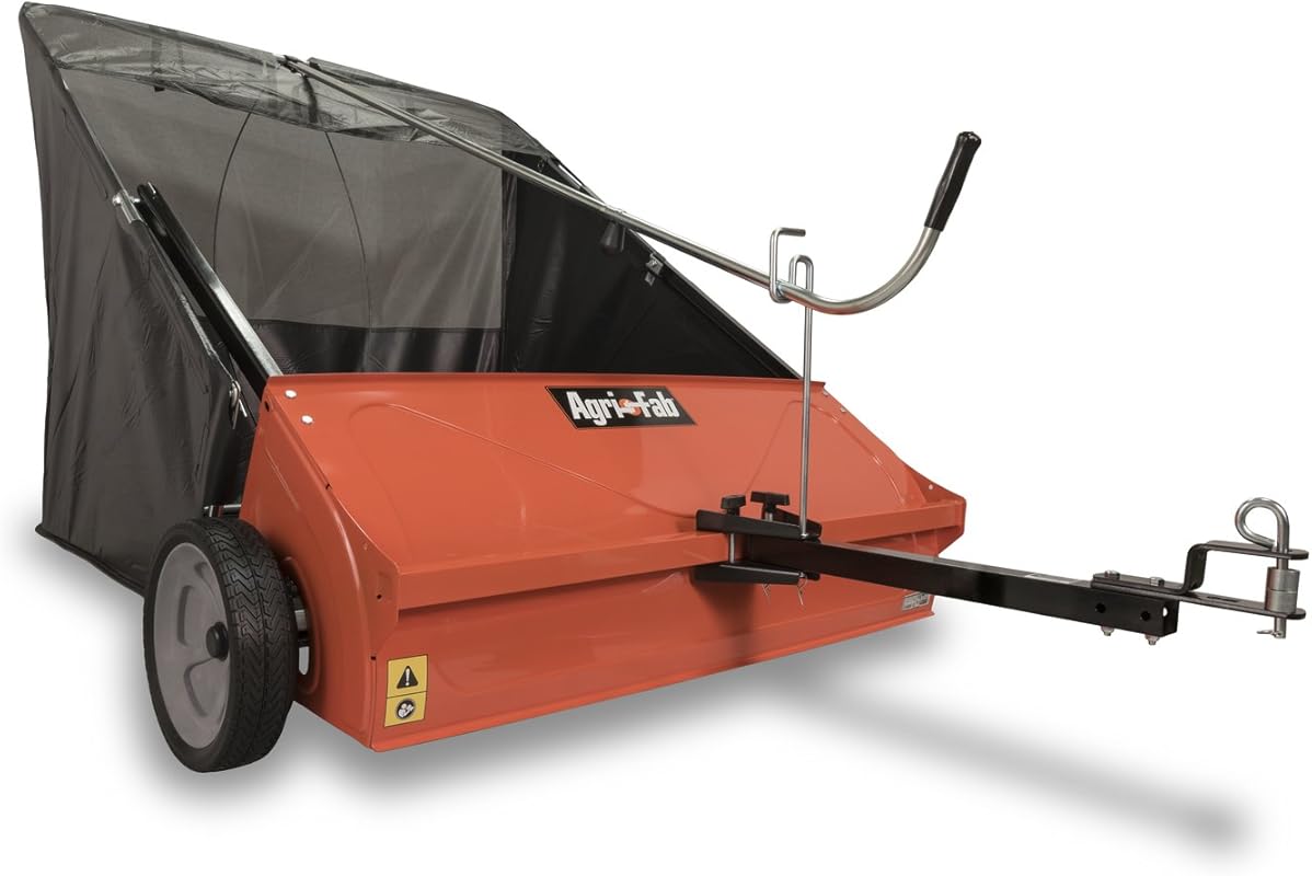 Agri-Fab 44-inch tow behind lawn sweeper, large hopper for pine needle