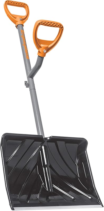 6 Best Ergonomic Snow Shovels: Expert Picks for Easy Clearing ergonomic snow shovel with orange handles and black scoop