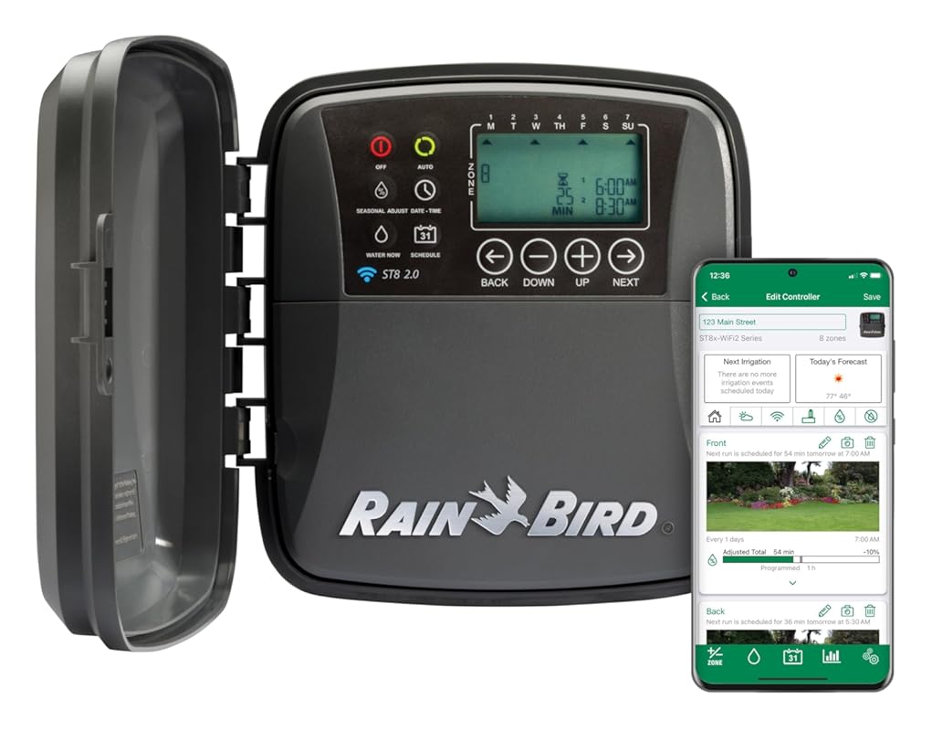 Rain Bird ST8O-2.0 8-Zone Smart WiFi Sprinkler Irrigation Controller,