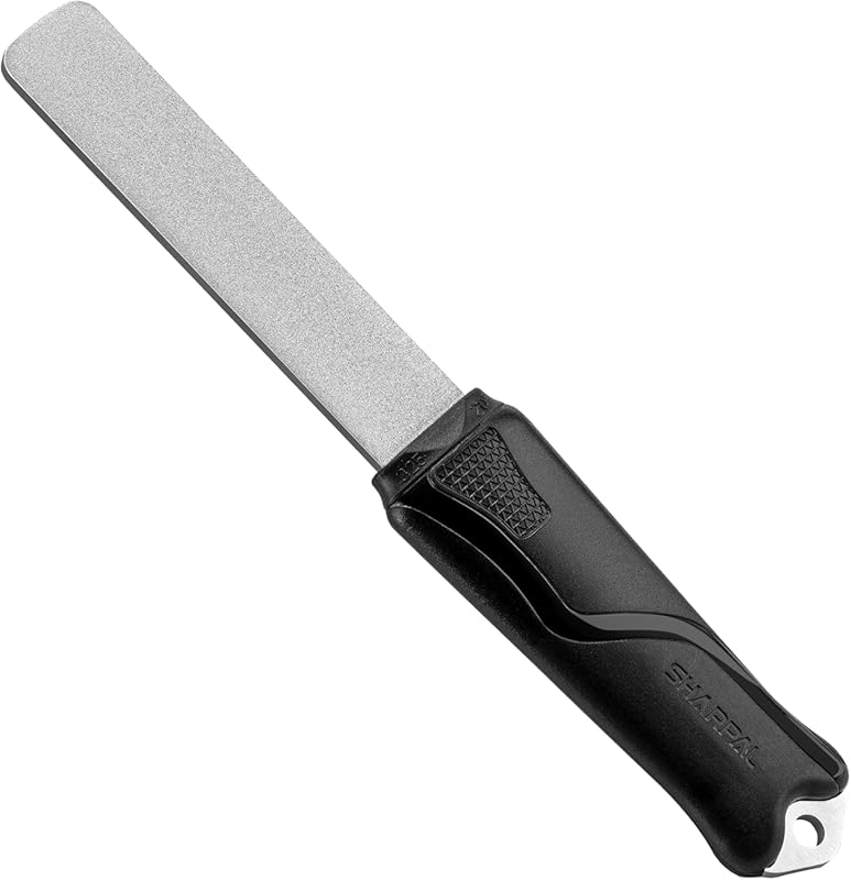 Diamond sharpening stone file with angle guide for lawn mower blades a