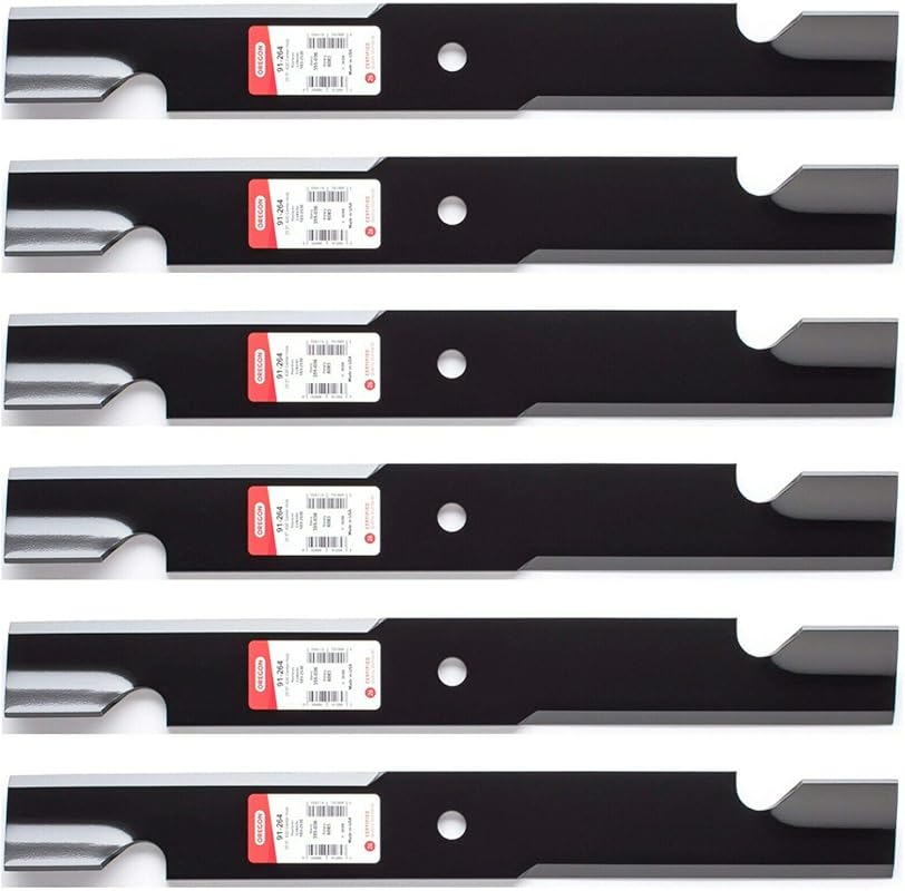 5 Best Dixie Chopper Mower Blades: Expert Picks six black lawn mower blades with red labels