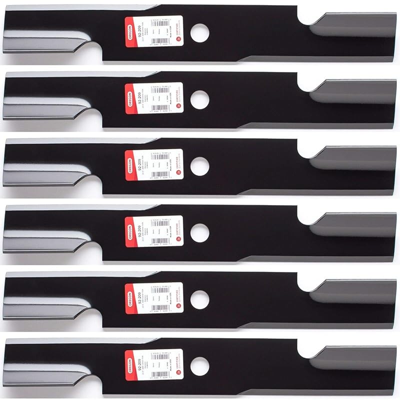 Exmark Blades: Top 6 For A Perfect Cut six black lawn mower blades with labels