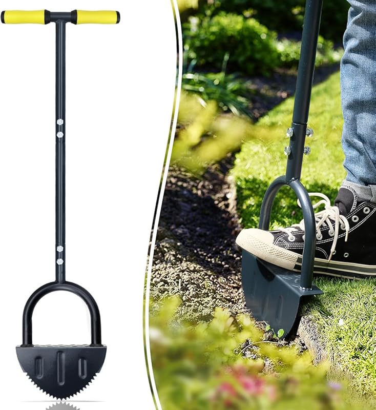 Colwelt Saw-Tooth Edger Lawn Tool, Half Moon Lawn Edger with T-Grip, S