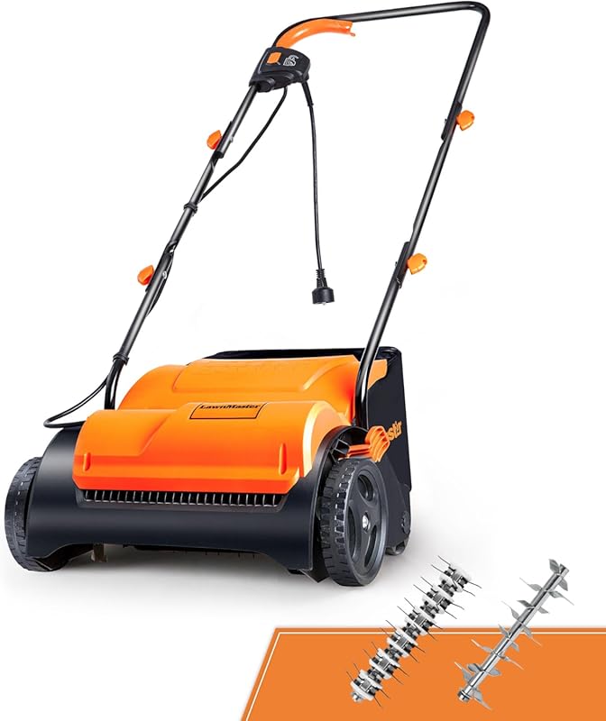 Top 5 Entry-Level Lawn Mowers: Expert Picks for New Owners orange electric lawn scarifier with two interchangeable scarifying drums