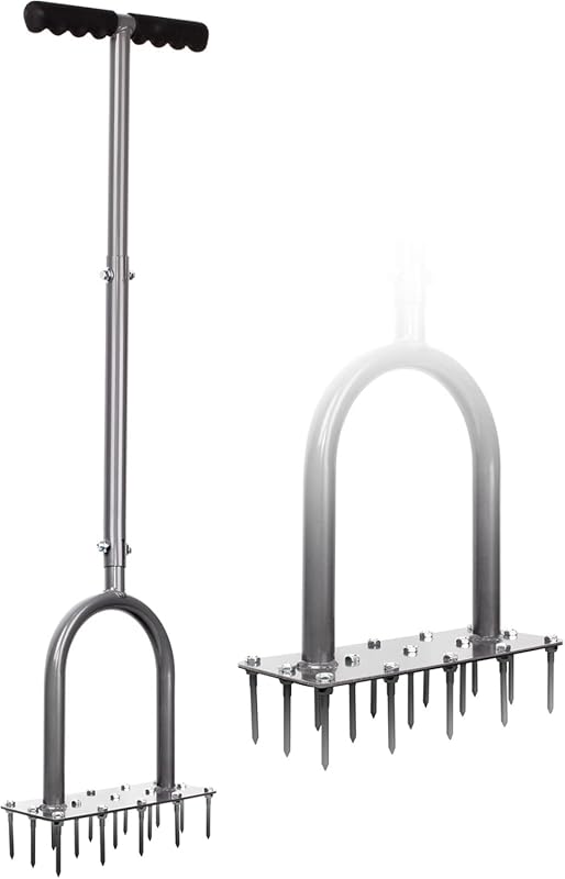 Walensee Manual Lawn Aerator with 15 Iron Spikes for Effective Soil Ae