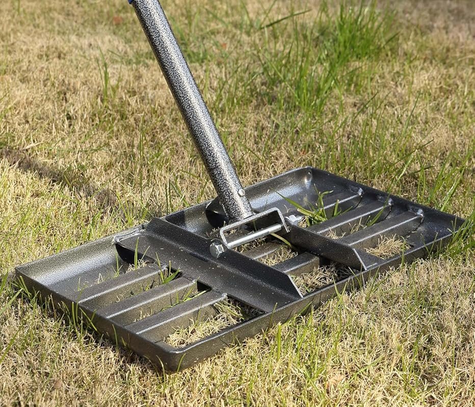 COCONUT 17 Inch Heavy Duty Lawn Leveling Rake with Adjustable Stainles