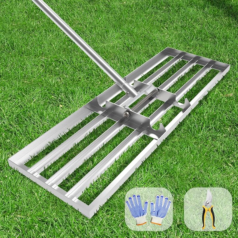 Professional Grade Lawn Leveling Rake Tool with Stainless Steel Handle