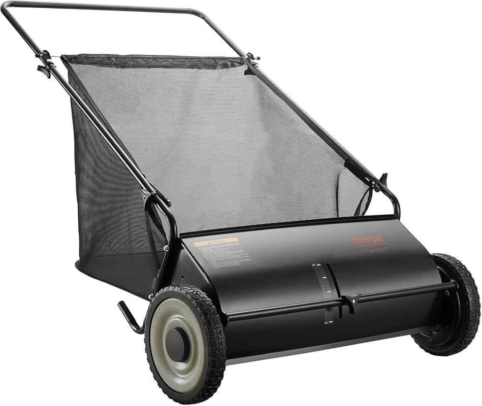 VEVOR 26 Inch Push Lawn Sweeper with Large 7 ft³ Mesh Collection Bag