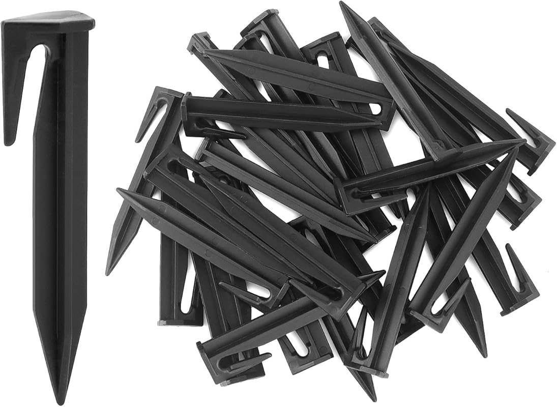 QWORK 200 Pcs plastic boundary wire stakes: 3.35in bayonet tip garden 