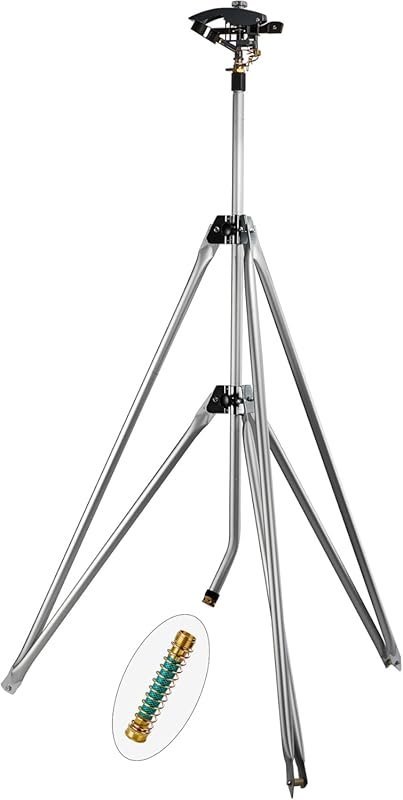 Heavy Duty Tripod Sprinkler for Lawn and Garden, 360° Range Control, 4
