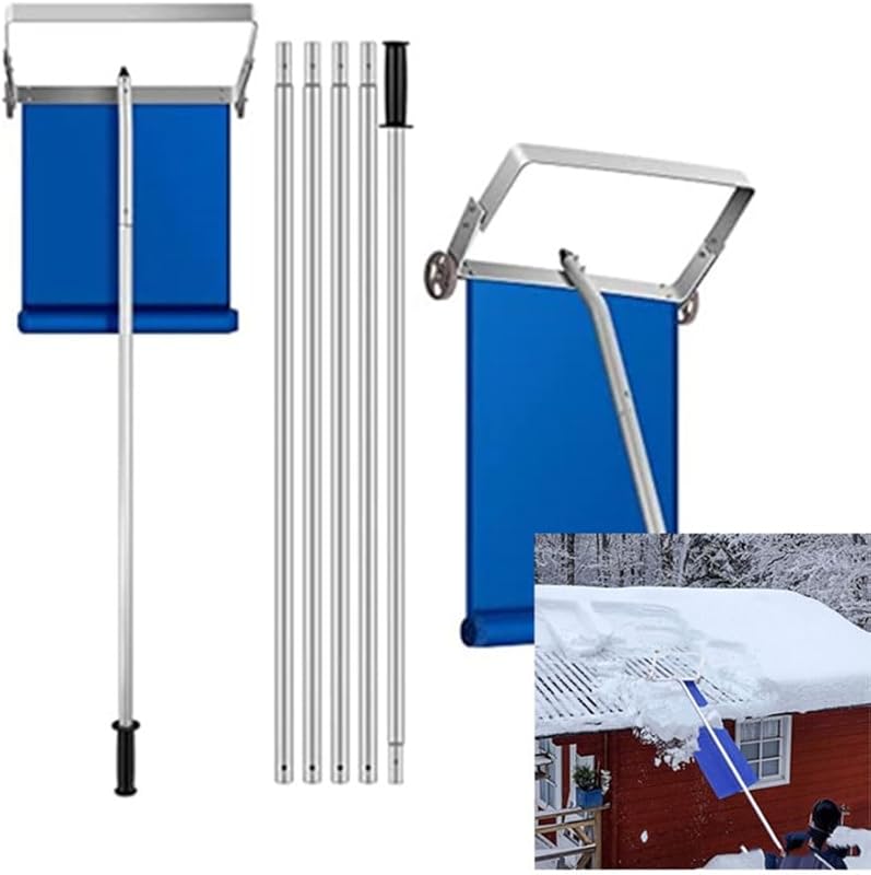 MUHM 30FT Adjustable Aluminum Roof Snow Removal Tool with Sturdy Frame