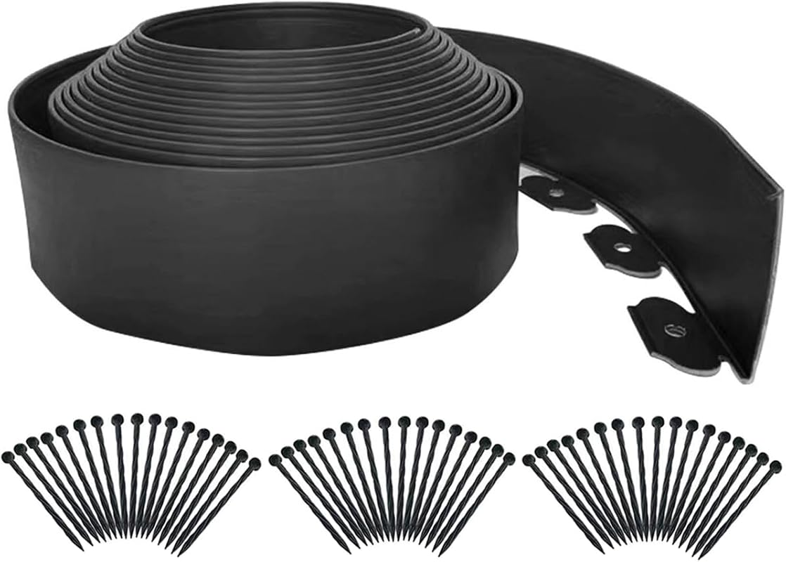 33-foot extra-tall 4-inch black landscape edging kit with 50 stakes fo