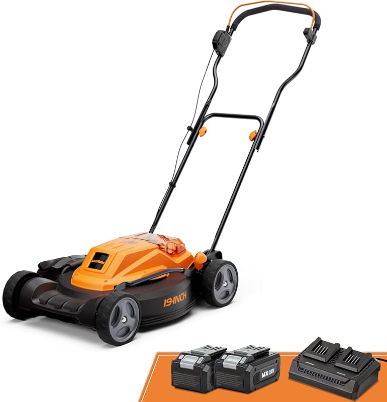 LawnMaster CLMF4819X 19-Inch Brushless Cordless Electric Lawn Mower wi