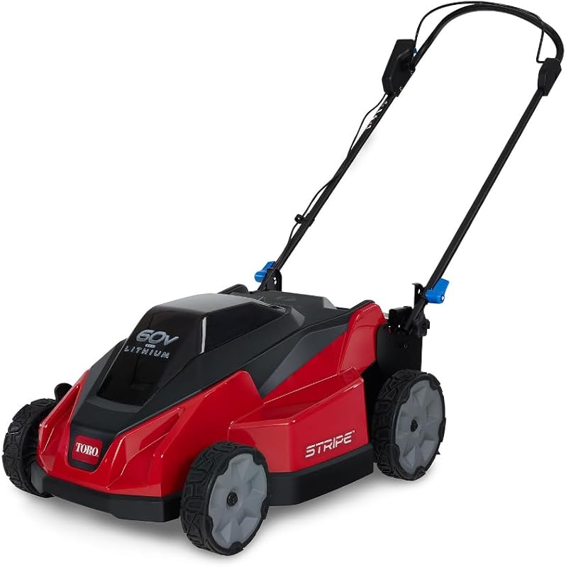 6 Best Lawn Mowers For Perfect Stripes: Expert Picks red Toro electric lawn mower with 60V lithium battery