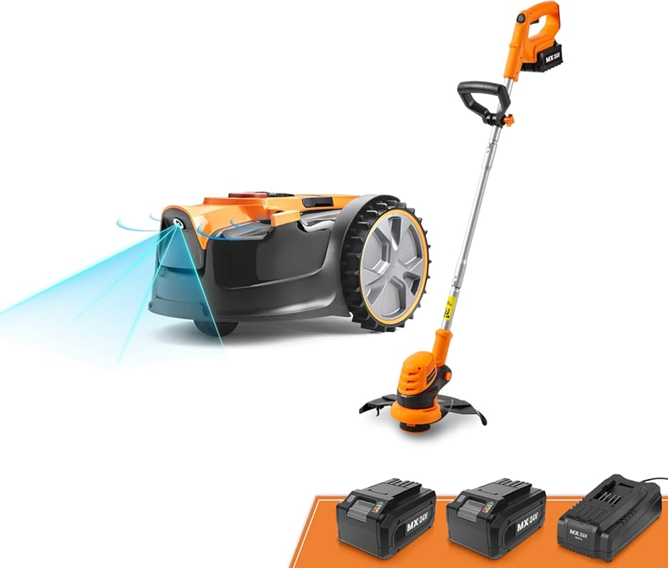 LawnMaster Cordless Robot Mower with Optical Navigation and Automatic