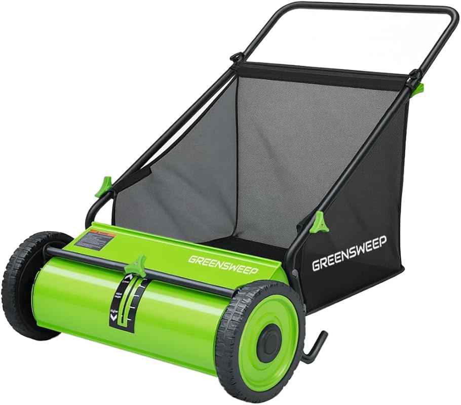 Pickup Pro Garden Sweeper - Manual Leaf & Grass Push Lawn Sweeper