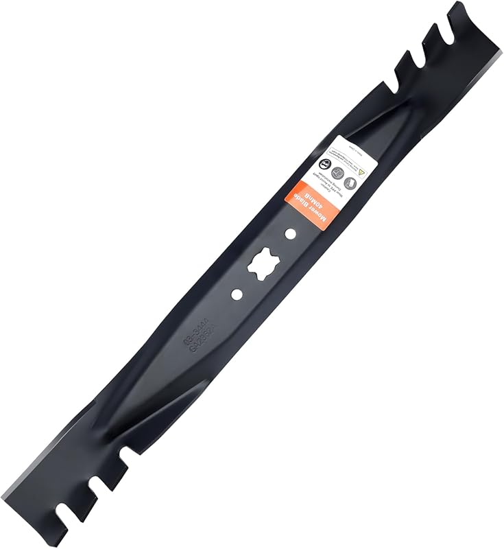 4 Expert Picks: Best Push Mower Blades for a Perfect Cut black mower blade with serrated edges and central hole