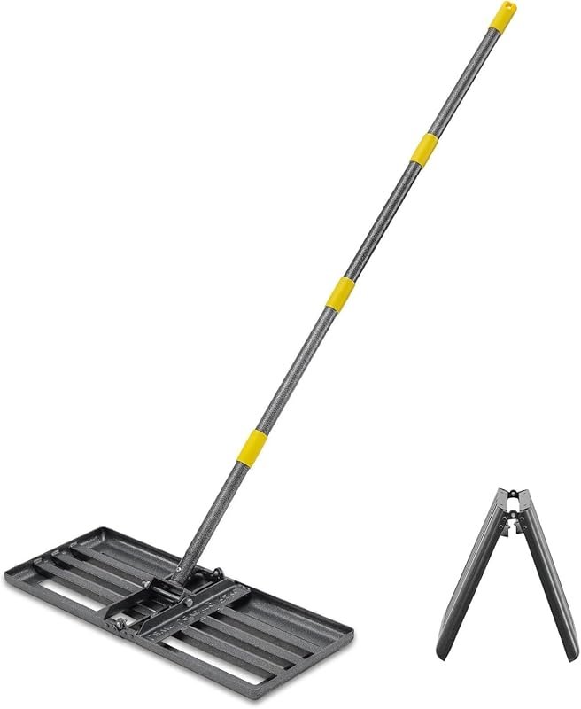 30 Inch Heavy Duty Foldable Lawn Leveling Rake with Adjustable Stainle