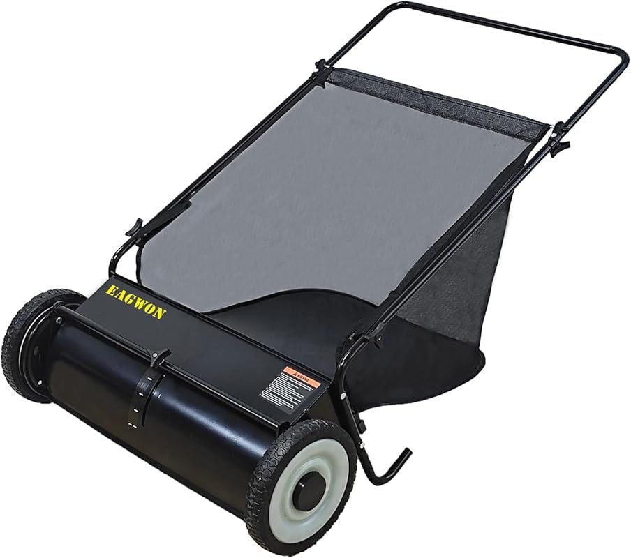 Push Lawn Sweeper, 26-Inch Width, 7 Cu. Ft. Hopper Capacity, 4 Spinnin
