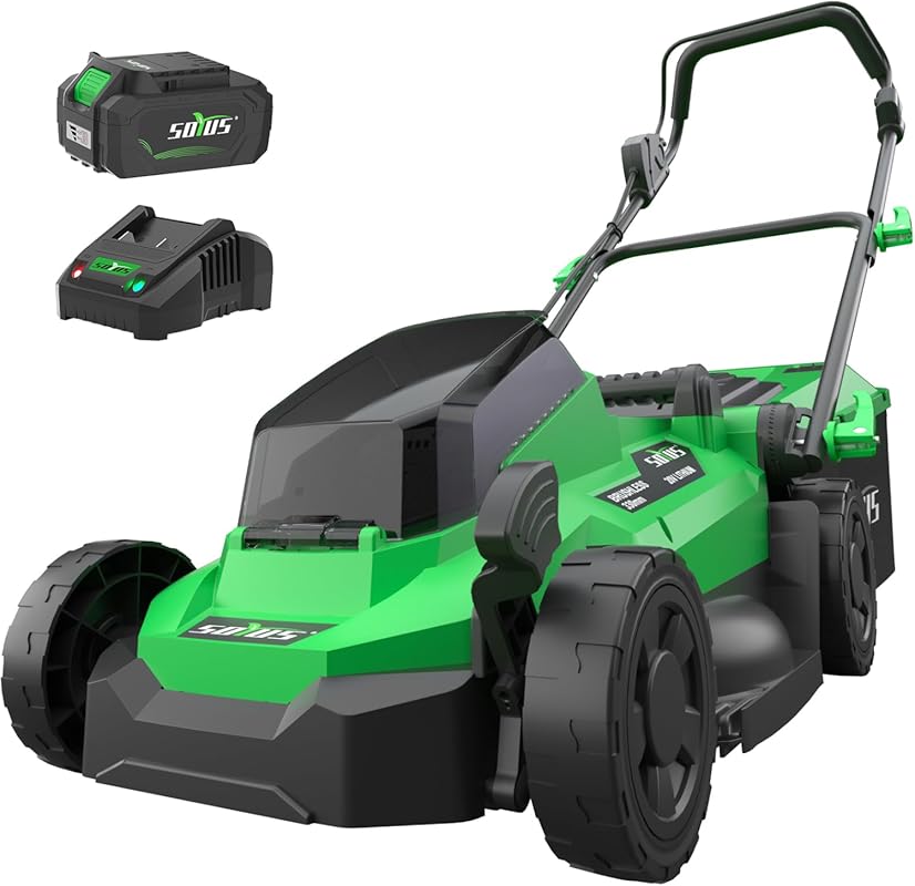 Top 4 Electric Lawn Mowers With Roller: Expert Picks green electric lawn mower with battery and charger