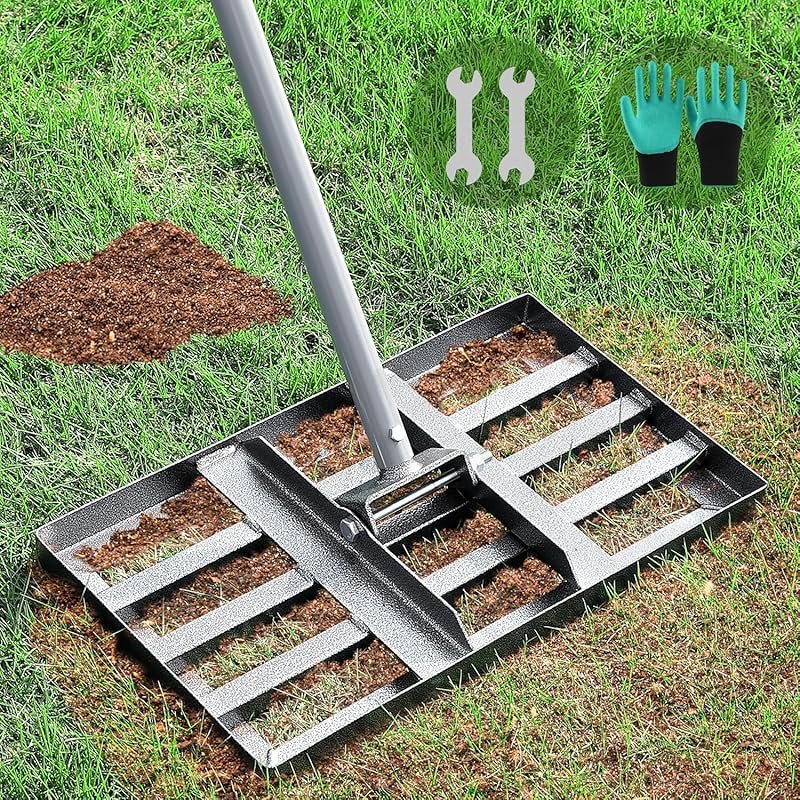 REAPALOT Heavy Duty Lawn Leveling Rake with Stainless Steel Handle for