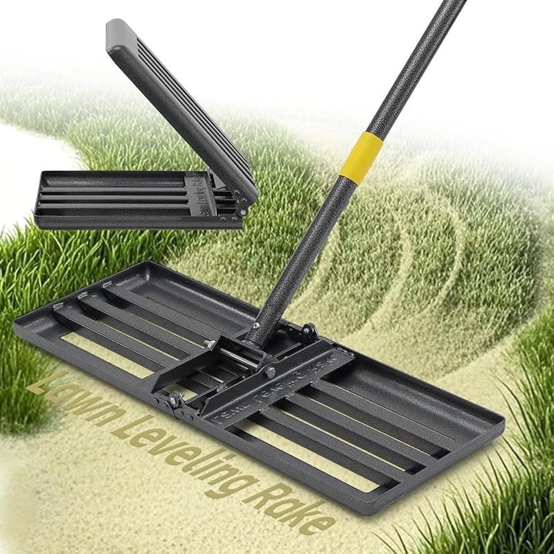 30 Inch Heavy Duty Professional Lawn Leveling Rake with Adjustable Han